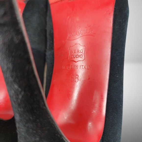 Christian Louboutin Two Tone Leather and Suede Mago Cap Toe Platform Pumps - Picture 12 of 13